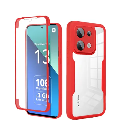 Produktbild von 360° Grad Hülle Xiaomi Redmi Note 13 4G vollschutz Integriertem Displayschutz Rot