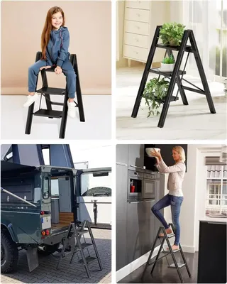 Obrázek produktu pro Hliníkový žebřík - Skládací žebřík/štafle - Výška 5,1 m - Široké stupně - Lehký - Štíhlý design - Nosnost 150 kg