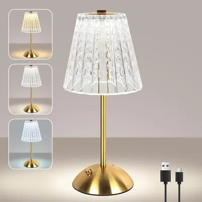 Image de Lampe de table sans fil - Lampe de bureau rechargeable - Crée une ambiance - Contrôle tactile - Batterie de 2000 mAh - Or