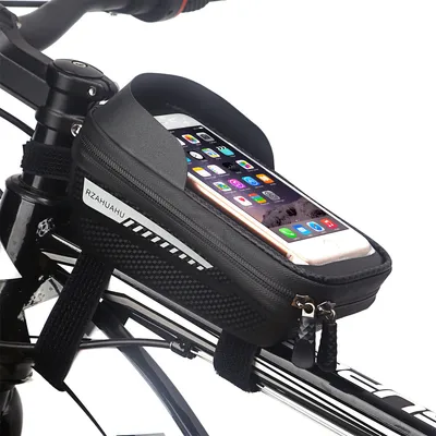 Produktbild von Fahrrad Handyhalterung Wasserdicht Motorrad Handy Halterung 360°Drehbarem Handyhalter für 4.7-6.5 Zoll Smartphone mit Regenhaube Lenkertasche Fahrradtasche Fahrradhalterung Lenker Tasche