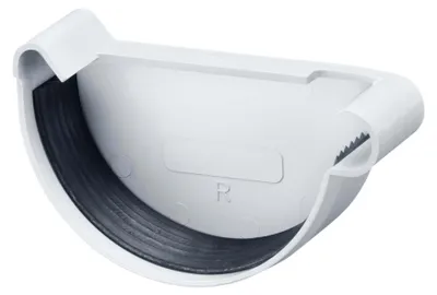 Produktbild von INEFA Dachrinnen Endstück halbrund, PVC NW100 / 100mm, rechts Weiß Dachrinnenzubehör, einfache Steckmontage,  Germany