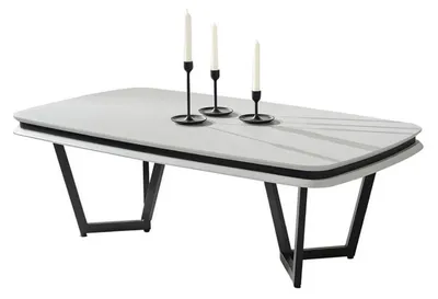 Produktbild von Couchtisch Weiß Modern Sofatisch Metalltisch Wohnzimmer Möbel Tische
