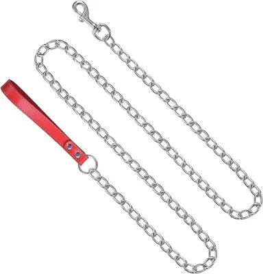 Imagen del producto de Correa para perros de cuero y metal, 180 cm, correa de entrenamiento para perros