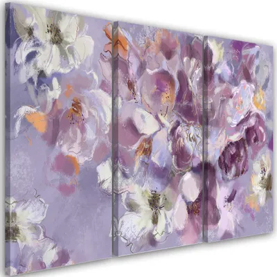 Obrázek produktu pro Triptych na plátně irisblüte 120x80 cm Feeby fialový nástěnný obraz připravený k zavěšení