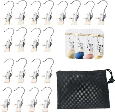Produktbild von Kleiderbügel Metall mit Antirutschklammern, 20 Stück, 360° drehbar, für Kleidung und Accessoires
