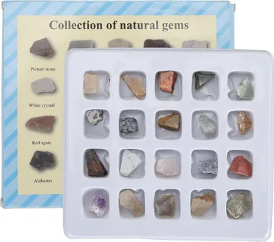 Produktbild von Gesteinssammlungs-Set, unterhaltsam, professionelle Mineralwissenschaft, pädagogisch für Kinder, Jungen und Mädchen, 20-teilig, Original-Set 2