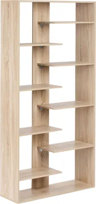 Produktbild von BELIANI Bücherregal mit 8 Fachböden hellbraun Regalböden Spanplattenrahmen offene Rückseite unregelmäßiges Design minimalistischer Stil