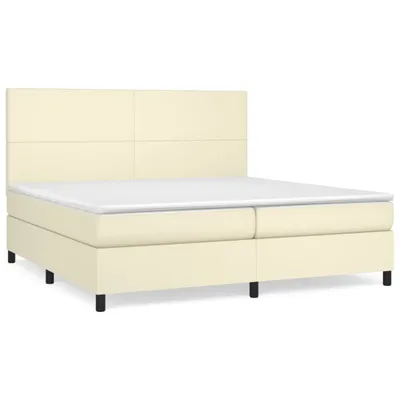 Zdjęcie produktu dla vidaXL Łóżko sprężynowe z materacem kremowe 200x200 cm imitacja skóry