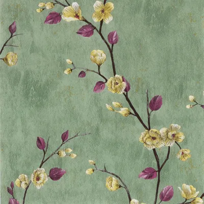Image de Papier peint adhésif - Motifs floraux - Film adhésif pour murs et meubles - Vert - 44 cm x 3 m