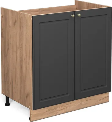 Produktbild von Vicco Spülenunterschrank Fame-Line, 80 cm ohne Arbeitsplatte, Anthrazit-Gold/Goldkraft Eiche