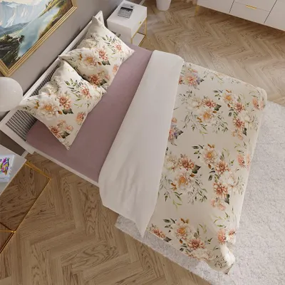 Obrázok produktu pre Posteľná bielizeň, bavlnený satén, vysoká kvalita 200x220 Manila Béžová, kvety