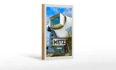 Produktbild von Holzschild Reise 12x18cm Retro Metz France Frankreich Tourismus