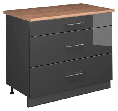 Zdjęcie produktu dla Szafka dolna Vicco Fame-Line Antracyt połysk/Antracyt 100 cm, BP Dąb, Model 62010