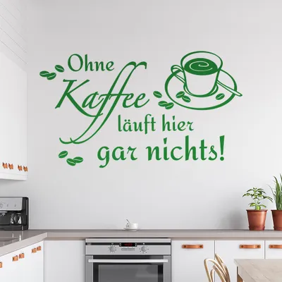 Produktbild von Ohne Kaffee läuft hier garnichts Wandtattoo in 6 Größen - Wandaufkleber Wall Sticker - Dekoration, Küche, Wohnzimmer, Schlafzimmer, Badezimmer