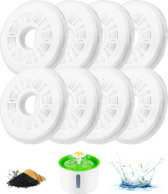 Produktbild von Ersatzfilter für Katzentrinkbrunnen, 8er-Pack, Filter für Haustiertrinkbrunnen mit Harz und Aktivkohle, kompatibel mit 3-Liter-Wasserspender für Hunde und Katzen