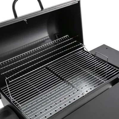 Zdjęcie produktu dla Grill węglowy wolnostojący - czarny - duża powierzchnia grillowania - metal - z pokrywą i kołami