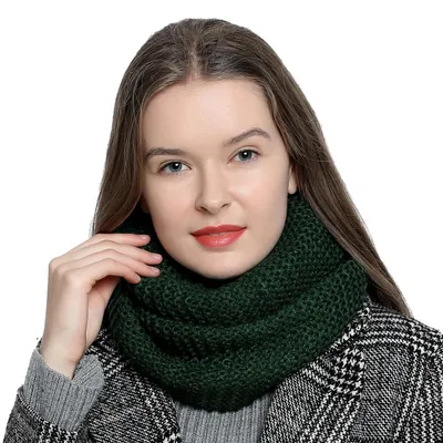 Produktbild von Warmer und weicher Damen Winter Schlauchschal Rundschal Strickmuster grün