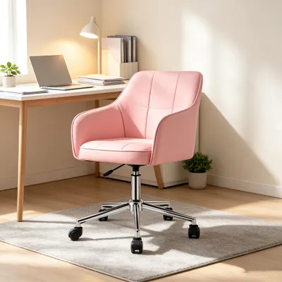 Produktbild von Schreibtischstuhl Bürostuhl mit Armlehnen,Ergonomisch Homeoffice Stuhl,Samt Schminkstuhl,Drehstuhl mit Rollen,Höhenverstellbar für Büro,Schlafzimmer