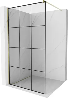 Image de Mexen Kioto paroi de douche 110 x 200 cm, Transparent/Noir motif 8 mm, Or - 800-110-101-50-77
