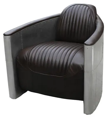 Obrázek produktu pro Aviator sofa křeslo gauč klub salonek hliník letadlo retro pravá kůže vintage