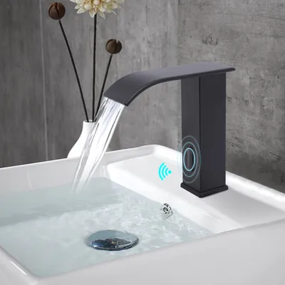 Obrázek produktu pro Umyvadlová baterie Koupelnová baterie Automatický senzorový kohoutek Bezdotykové infračervené kuchyňské baterie černé barvy