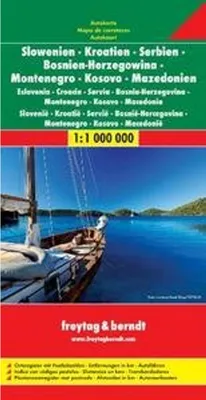 Image de Slovénie / Croatie / Serbie / Bosnie-Herzégovine / Monténégro / Kosovo / Macédoine 1 : 1 000 000. Carte routière