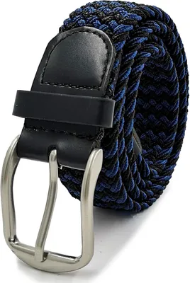 Produktbild von Glamexx24 Unisex Elastischer Ledergürtel Geflochtener Stretchgürtel Dehnbarer Leder Gürtel für Damen und Herren 90 bis 145 cm-Farbe: Dunkelblau Schwarz -Größe: 90 cm