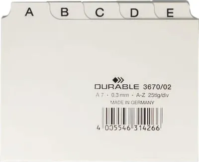 Produktbild von Leitregister A-Z A7quer PP 25-teilig weiß Packung mit 80 Stück