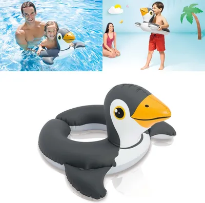 Produktbild von Intex 59220NP - Schwimmring mit Tierkopf - Aufblastier Schwimmtier Schwimmreifen - Pinguin