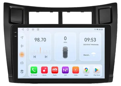 Obrázok produktu pre CarPlay, multimediálny prehrávač, dotykový displej, navigačný systém, kompatibilný s modelmi Toyota Yaris (2005-2012), model QS6 (4G LTE, 6G, 64 GB)
