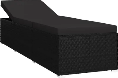 Produktbild von vidaXL Sonnenliege mit Auflage Poly Rattan Schwarz