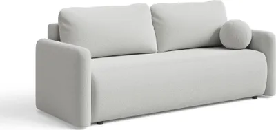 Produktbild von Sofa mit Schlaffunktion - Weiß - Leicht zu Reinigen - mit Bettkasten - 3 Kissen im Set - Modern Sofa - 2 Sitzer Couch - LUNA