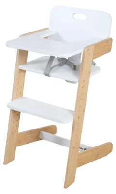 Produktbild von roba Babyhochstuhl Nature Up - Hochstuhl aus Bambus Holz - Mitwachsend mit abnehmbarem Essbrett - 3-Punkt-Gurt - Bis 70 kg belastbar - Natur / Weiß