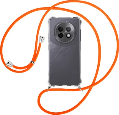 Produktbild von Handykette Backcover-Schutzhülle mit Band (Metall silberfarben) für Realme 13 Plus 5G - neonorange