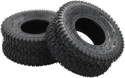 Produktbild von 4-teiliges Set aus Schubkarrenreifen und Schläuchen 15x6.00-6 4PR Gummi, pannensicheres Ersatzrad für Schubkarren und Gartenkarren