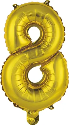 Image de amscan® 9909686 Ballon en plastique Mini chiffre 8 - 35 cm, or
