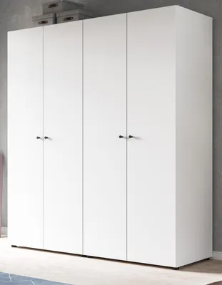 Produktbild von Kleiderschrank "Carter" in weiß Drehtürenschrank 4-türig 160 x 176 cm