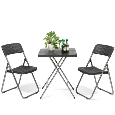 Produktbild von Sekey Poly-Rattan Bistro-Set 3 set Balkonset Klappmöbel Klappstuhl Schwarz
