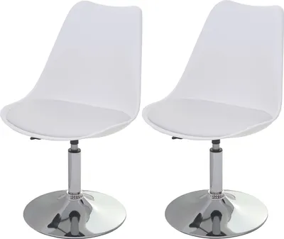 Obrázek produktu pro sada 2 otočných židlí Malmö T501, kuchyňská židle, výškově nastavitelná, Imitace kůže  bílá, chromová podnož