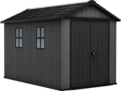 Produktbild von Keter Newton 7511 Gartenhaus - 350x230x246cm - Satteldach - Kunststoff - Grau - Natürlicher Holzlook
