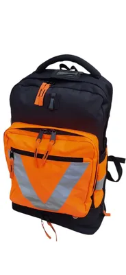 Produktbild von Rucksack mit Bodenfach in Warnfarbe orange, geeignet für Lokführer und als Arbeitsrucksack, Leuchtfarben, Warnfarben, Orange, Sicherheitsrucksack
