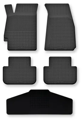 Produktbild von Gummi-Fußmatten + Tunnel für Renault Megane II 2002-2008 (Schrägheck) – 5-tlg, Schwarz, Semi-Universal, angepasst – Wielganizator Semi-Universal