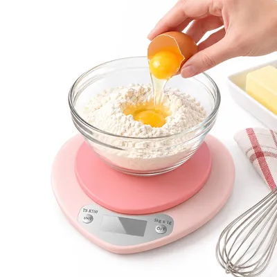Produktbild von Herz Küchenwaage digital, 5 kg/1 g, mit LCD-Hintergrundbeleuchtung, Tara-Funktion und Einheitenwechsel für Backen und Kochen