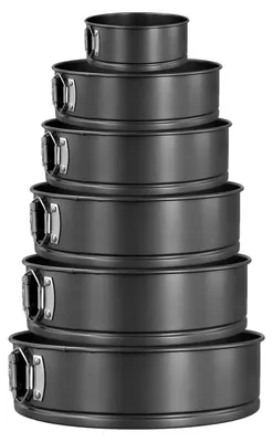 Productafbeelding van Set van 6 springvormen, antiaanbaklaag, koolstofstaal, zwart, 12-28 cm