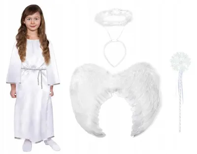 Produktbild von Mädchen Engel Kostüm Set mit Flügeln und Heiligenschein