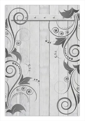 Produktbild von Wallario Wandbild Graue Holztür mit Schnörkelmuster, Größe: 61 x 91,5 cm, Poster mit rahmenlosen Bildhalter