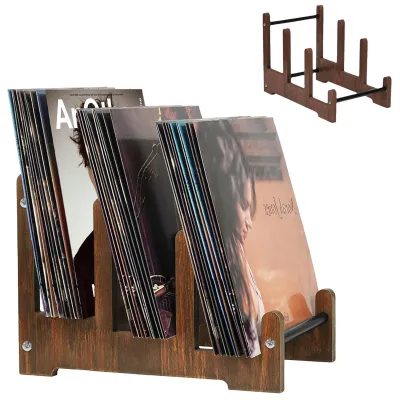 Image de Support en bois pour vinyles, pouvant contenir jusqu'à 60 disques