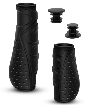 Obrázok produktu pre Ergonomické riadidlové gripy na bicykel, protišmykové, TPR guma, čierna, priemer 22,2 mm, dĺžka 130 mm + 90 mm