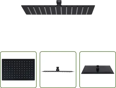 Produktbild von The Living Store Regenbrause Edelstahl 30x20 cm Rechteckig Schwarz