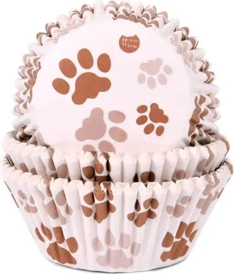 Produktbild von 50 Muffinförmchen Pfötchen in Braun 5cm
